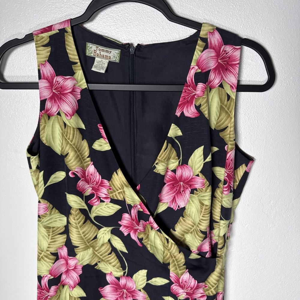 Tommy Bahama 100% Silk Tropical Hibiscus Faux Wrap Sheath Dress Size 4 Resort - Picture 5 of 16
